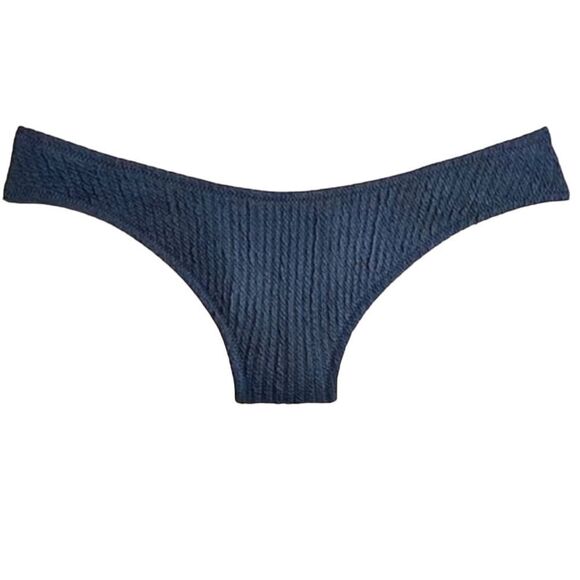 J Crew Navy Blue Jacquard Texture Curve Waist Cheeky Bikini Bottom NWT - Picture 4 of 16